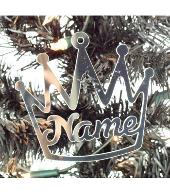 Laser Cut Personalised Mirrored Acrylic Crown Bauble - 100mm Size